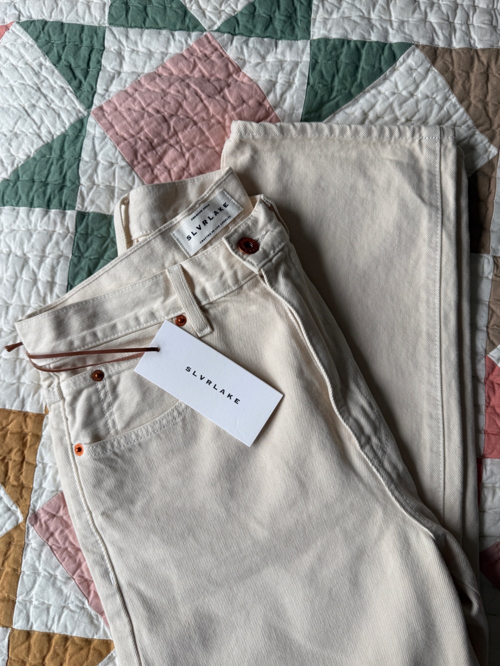 NWT SLVRLAKE Cream High-Rise Straight Jeans